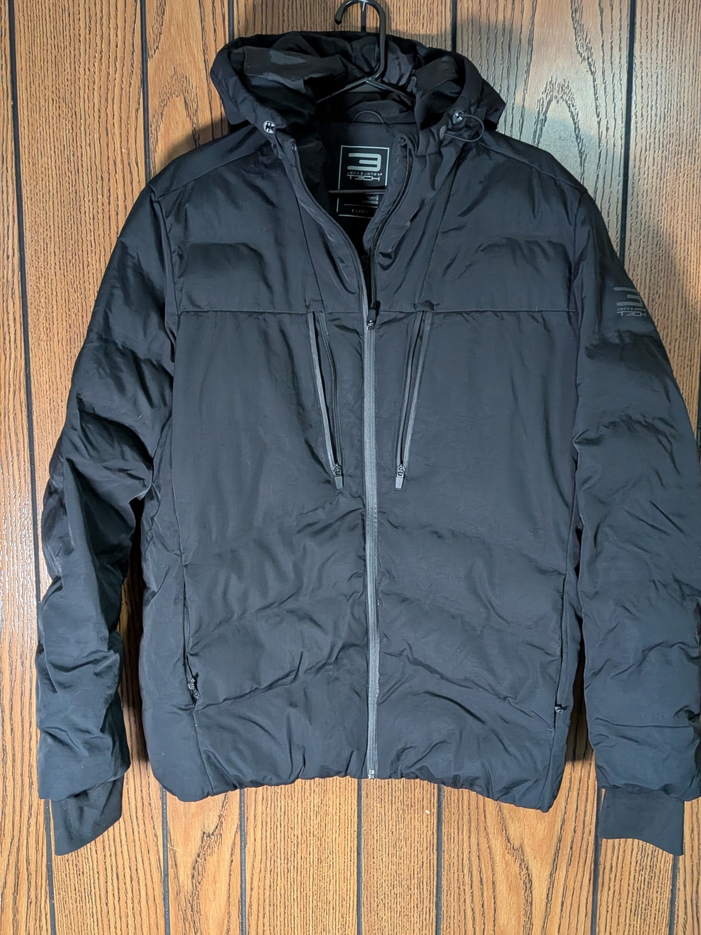 Jack & Jones Black Hooded Puffer Jacket XL Like New Condition